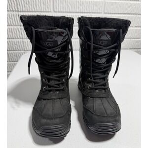 UGG Adirondack II Waterproof Boots Women Size 7 Black Shearling Vibram Shoes